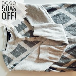 Tommy Hilfiger Grey Argyle Pattern Cardigan